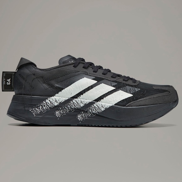 Size 12.5 - Adidas Y-3 Boston 11 Black Off White IE9395 Running Sneakers - Picture 2 of 10